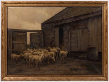 AMERICAN SCHOOL (LATE 19TH / EARLY 20TH CENTURY) SHEEP PAINTING