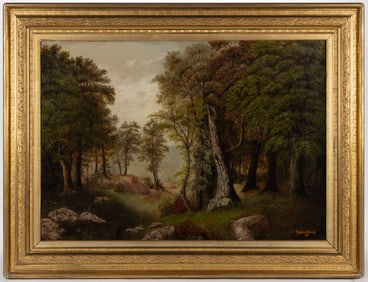 AMERICAN SCHOOL (19TH CENTURY) WOODLAND LANDSCAPE PAINTING