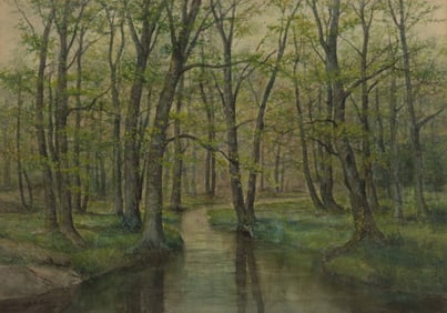 AMERICAN SCHOOL (19TH CENTURY) WOODLAND LANDSCAPE PAINTING