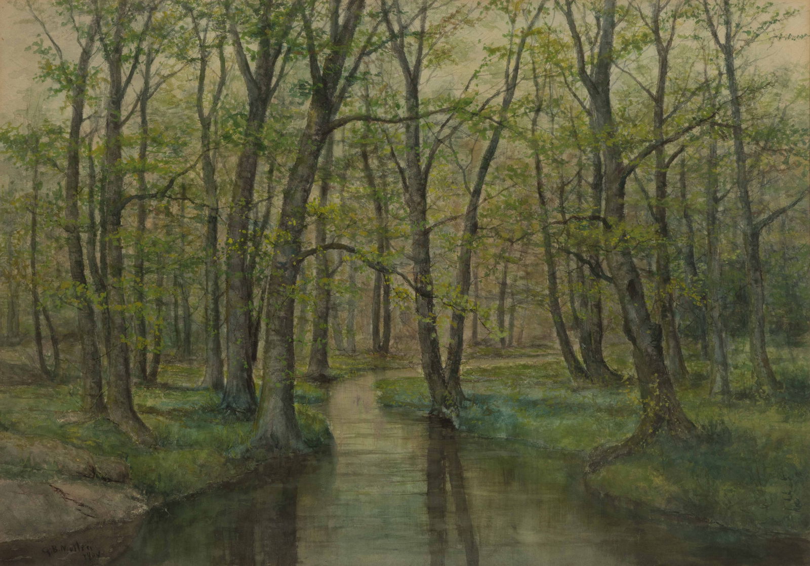 AMERICAN SCHOOL (19TH CENTURY) WOODLAND LANDSCAPE PAINTING (1 of 3)