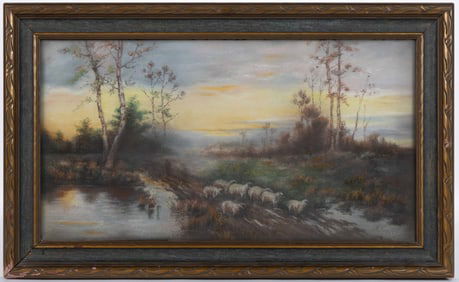 AMERICAN SCHOOL (20TH CENTURY) OVINE LANDSCAPE DRAWING