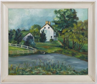 JANE ANDREWS POHL RUST (LEESBURG, VIRGINIA, 1901-1989) FARM LANDSCAPE PAINTING