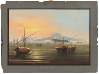 CONTINENTAL SCHOOL (19TH CENTURY) GRAND TOUR PAINTING OF ISOLA DI CAPRI