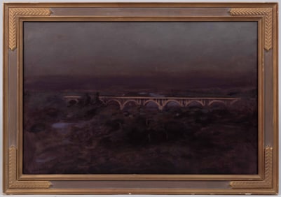 AMERICAN SCHOOL (20TH CENTURY) PAINTING OF THE ATLANTIC COASTLINE RAILROAD BRIDGE