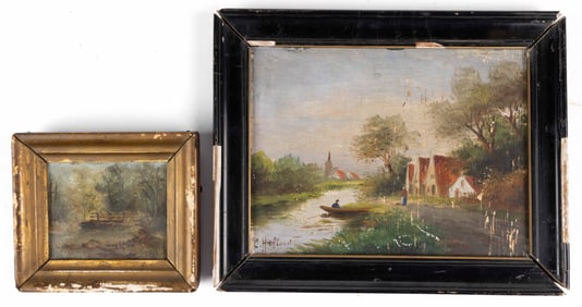 AMERICAN SCHOOL (19TH CENTURY) DIMINUTIVE LANDSCAPE PAINTINGS, LOT OF TWO