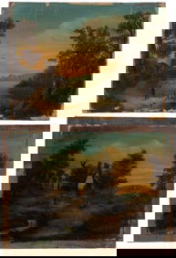 BRITISH OR CONTINENTAL SCHOOL (19TH CENTURY) LANDSCAPE PAINTINGS, LOT OF TWO