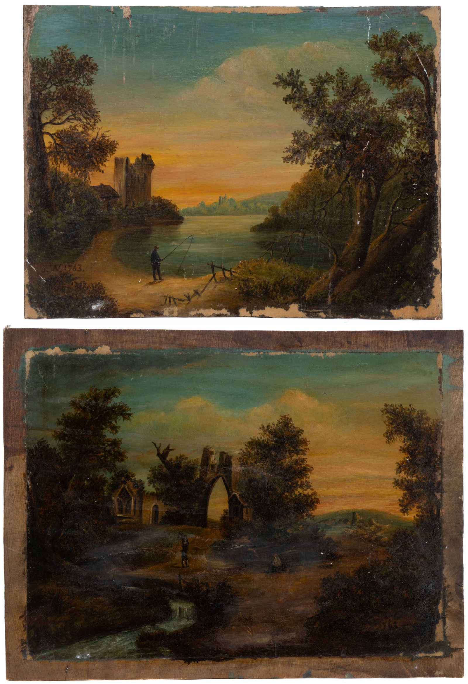 BRITISH OR CONTINENTAL SCHOOL (19TH CENTURY) LANDSCAPE PAINTINGS, LOT OF TWO (1 of 5)