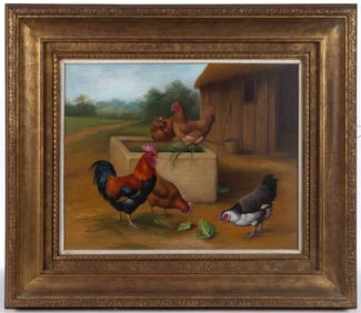 ASIAN SCHOOL (20TH CENTURY) BARNYARD SCENE