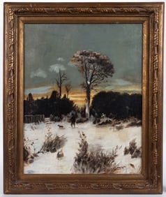 AMERICAN SCHOOL (19TH CENTURY) WINTER LANDSCAPE PAINTING