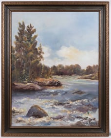AMERICAN SCHOOL (20TH CENTURY) RIVER LANDSCAPE PAINTING