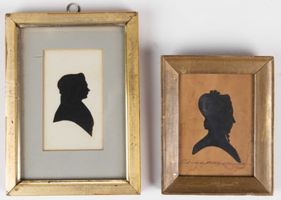 MARTHA ANN HONEYWELL (AMERICAN 1786-1856) FOLK ART CUT-AND-PASTED SILHOUETTE OF A LADY
