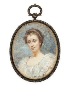 L.E. JARDON (FRENCH, LATE 19TH / EARLY 20TH CENTURY) MINIATURE PORTRAIT OF A YOUNG LADY