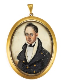 OTTO MERKEL (GERMAN / AMERICAN, 1869-1939) MINIATURE PORTRAIT OF A GENTLEMAN