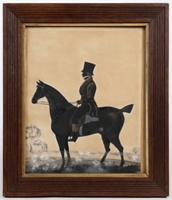 AMERICAN OR BRITISH SCHOOL (19TH CENTURY) EQUESTRIAN CUT-AND-PASTED SILHOUETTE