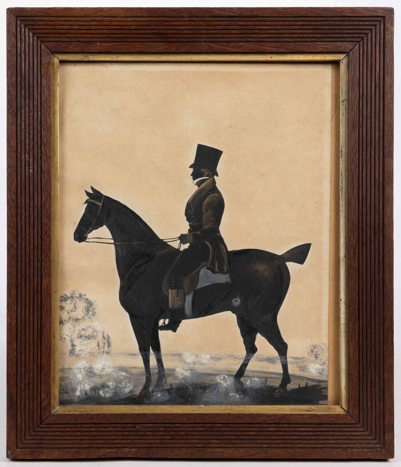 AMERICAN OR BRITISH SCHOOL (19TH CENTURY) EQUESTRIAN CUT-AND-PASTED SILHOUETTE (1 of 2)