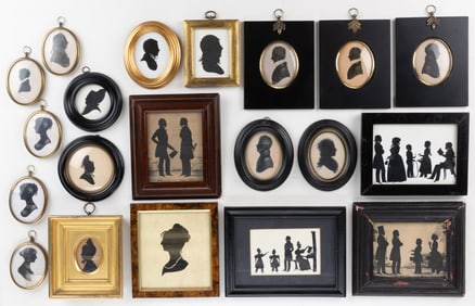 AMERICAN / BRITISH SCHOOL PRINTED AND CONTEMPORARY SILHOUETTES, LOT OF TWENTY