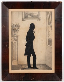AMERICAN SCHOOL (19TH CENTURY) FULL-FIGURE CUT-AND-PASTED SILHOUETTE OF A MAN