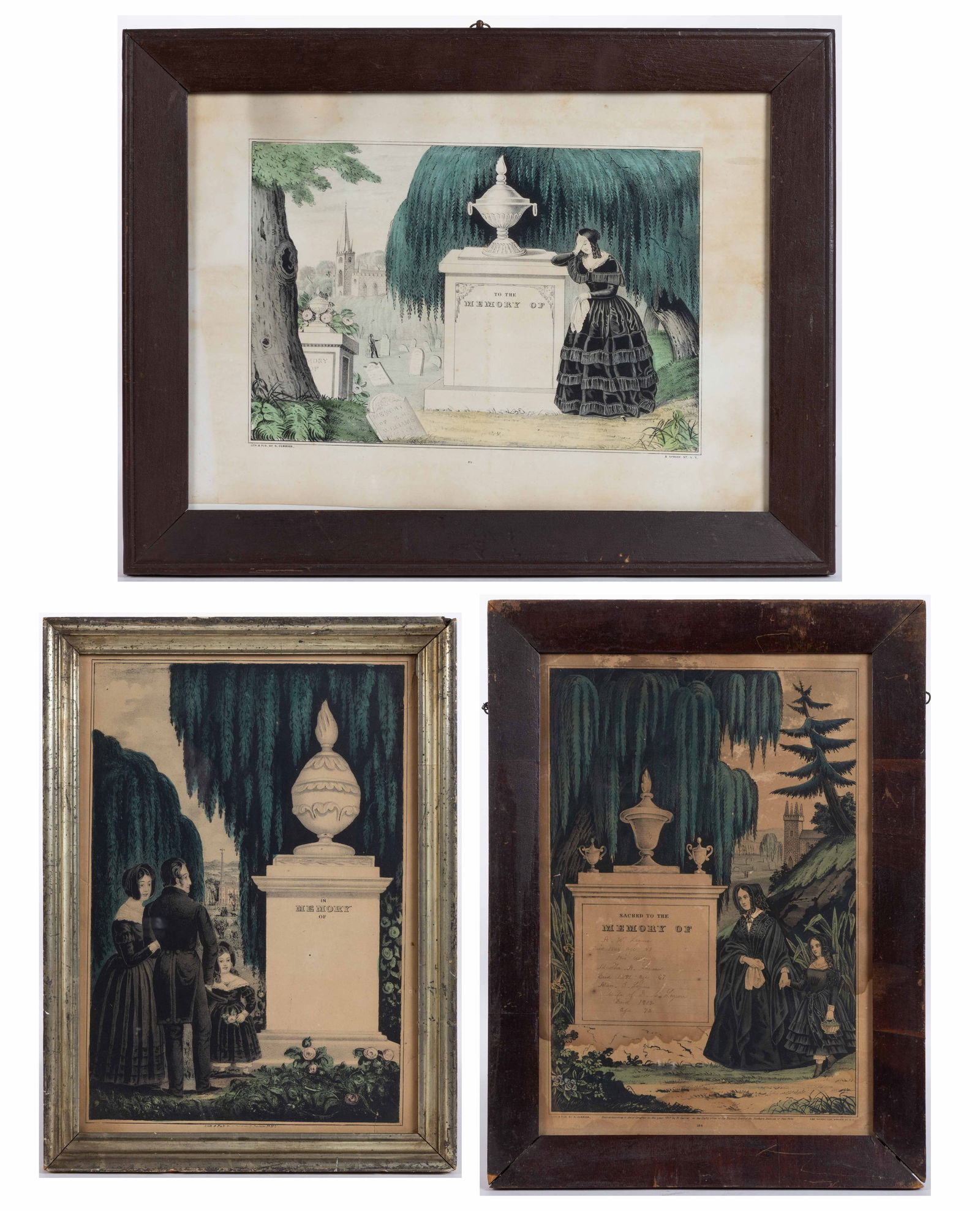 CURRIER AND IVES MOURNING PRINTS, LOT OF THREE (1 of 4)