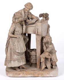 JOHN ROGERS (AMERICAN, 1839-1904) "THE FAVORED SCHOLAR" PLASTER STATUE