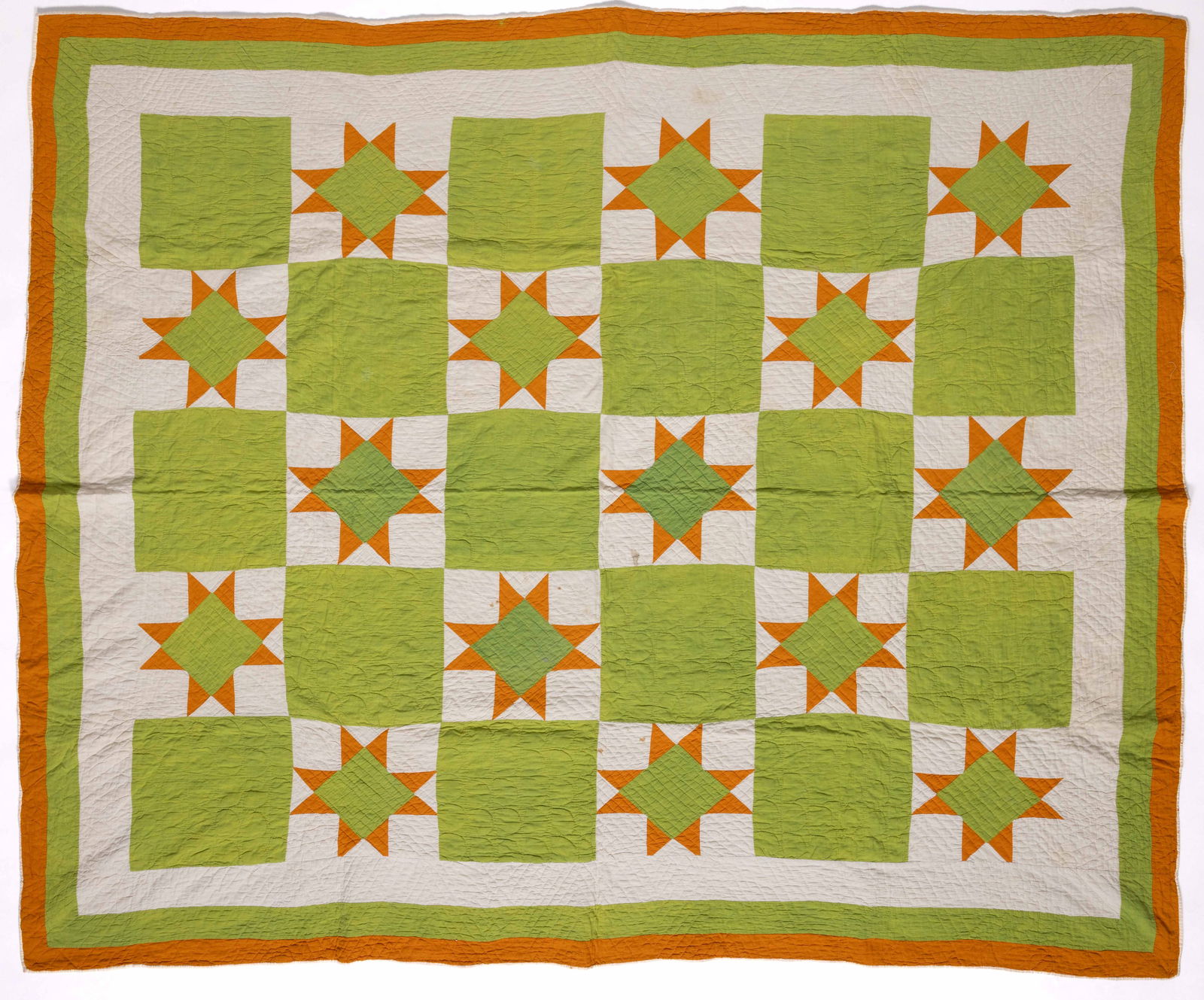 VIRGINIA "TEXAS STAR / AUNT ELIZA'S STAR" PIECED QUILT