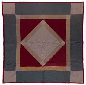 AMERICAN AMISH INITIALED AND DATED PIECED QUILT