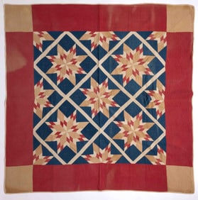 AMERICAN "DOVE IN THE WINDOW / FOUR BIRDS" PIECED QUILT