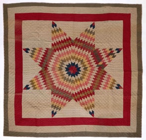 AMERICAN "LONE STAR / STAR OF BETHLEHEM" PIECED QUILT