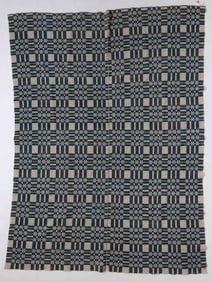 SOUTHWESTERN / VALLEY OF VIRGINIA "NINE CHARIOT WHEELS AND TABLE" OVERSHOT COVERLET