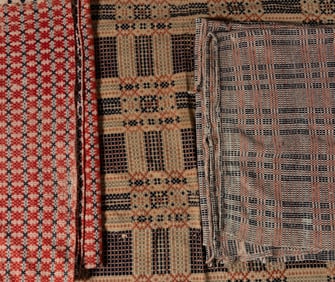 MID-ATLANTIC OVERSHOT COVERLETS, LOT OF THREE
