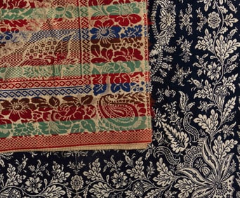 AMERICAN DOUBLE WEAVE AND JACQUARD COVERLETS, LOT OF TWO