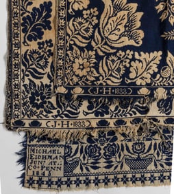 AMERICAN DATED DOUBLE WEAVE AND JACQUARD COVERLETS, LOT OF TWO