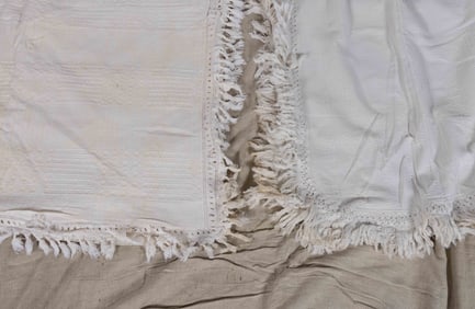 AMERICAN COVERLETS AND MATTRESS TICK, LOT OF THREE
