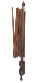 SIGNED AND DATED MAHOGANY SEWING / NEEDLEWORK YARN SWIFT / WINDER
