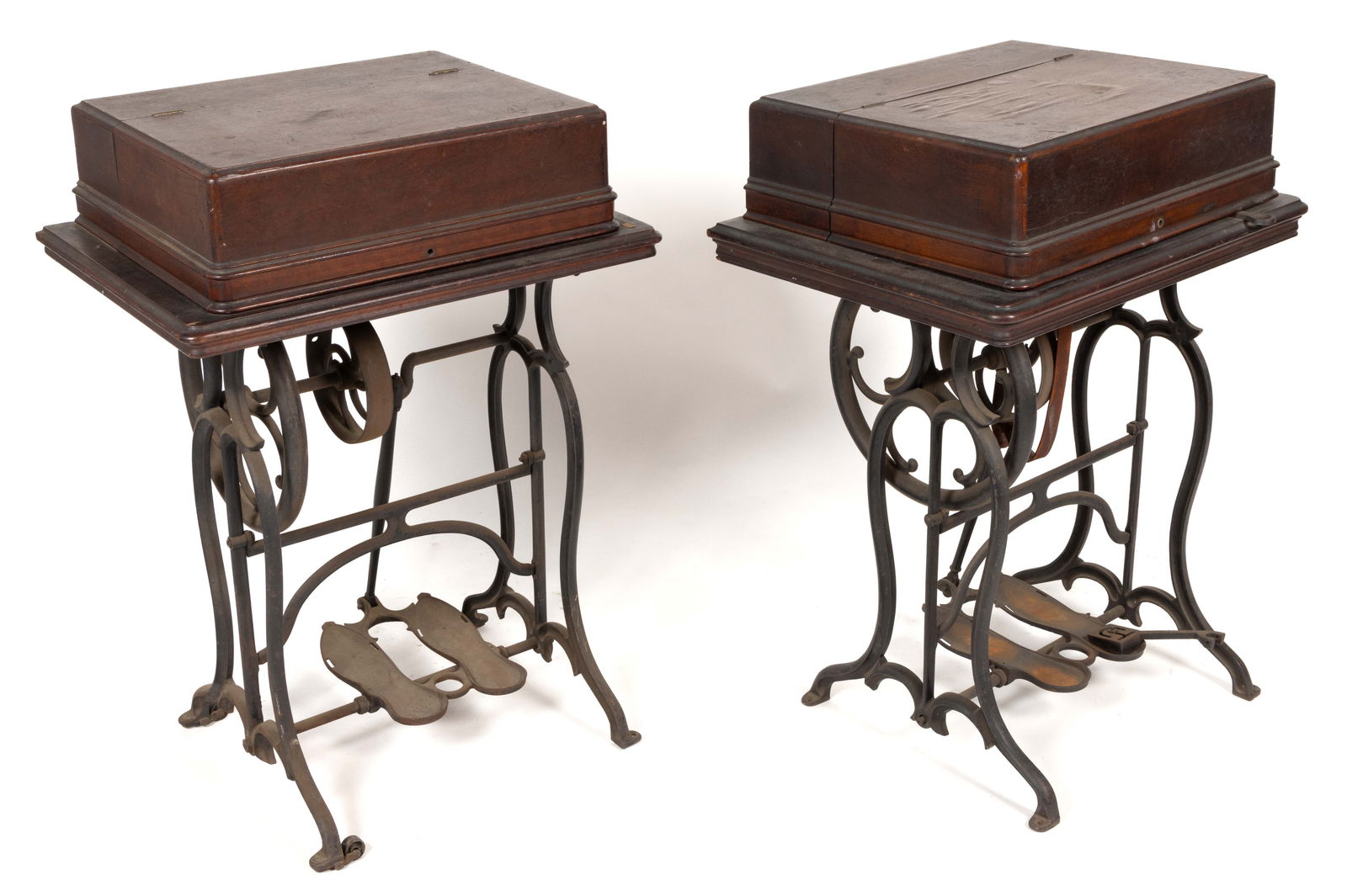 WHEELER AND WILSON TREDLE SEWING MACHINES, LOT OF TWO (1 of 7)