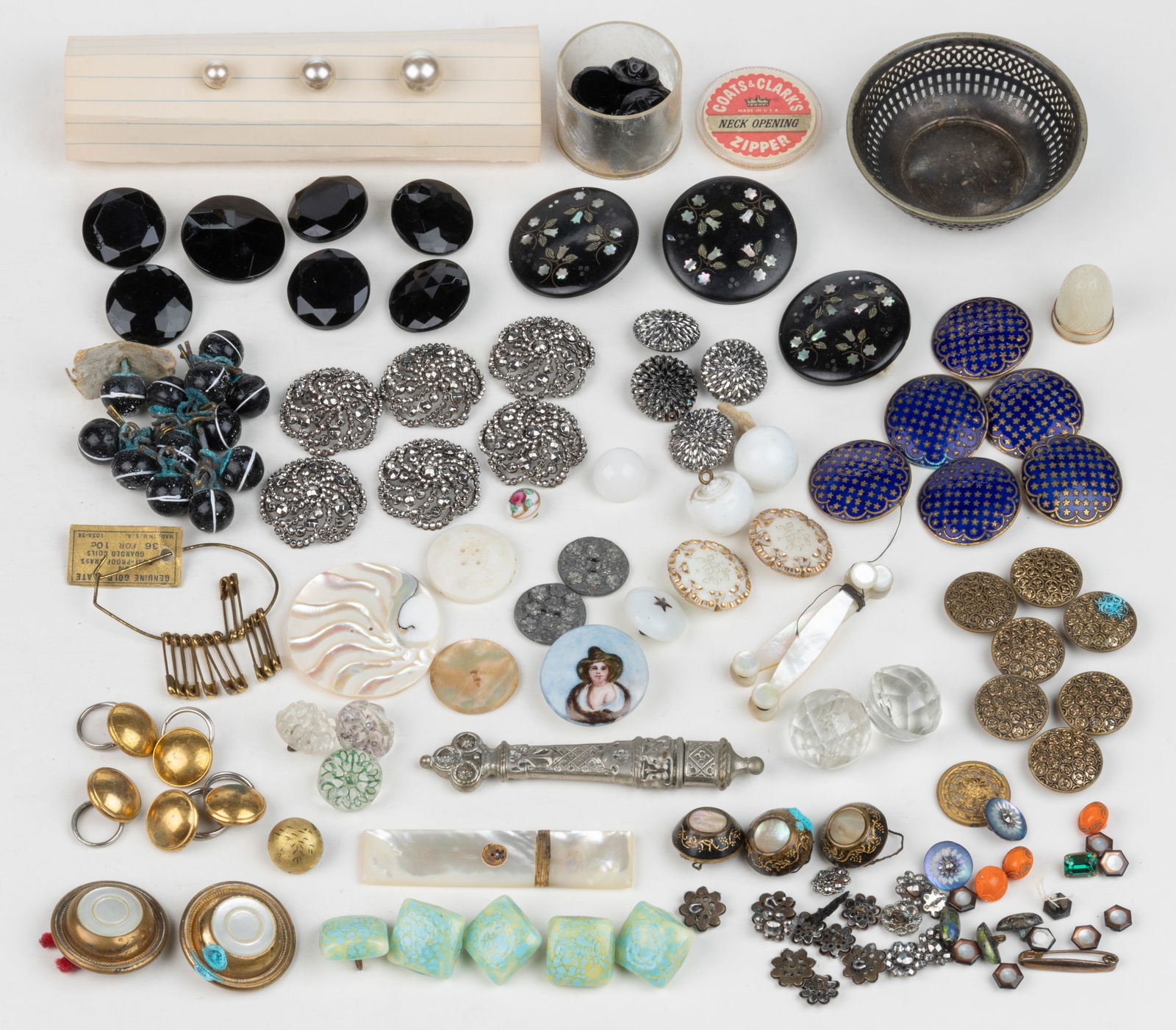 ANTIQUE / VINTAGE BUTTONS, SEWING, AND OTHER ARTICLES, UNCOUNTED LOT (1 of 1)