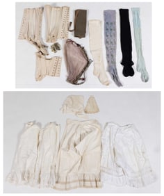 ANTIQUE / VINTAGE LADY'S UNDERGARMENTS AND OTHER ARTICLES, LOT OF 19 PIECES