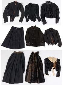 VICTORIAN / ANTIQUE MOURNING / BLACK / DARK LADY'S CLOTHING, LOT OF NINE