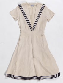 VINTAGE MARJORIE MONTGOMERY OF HOLLYWOOD LINEN LADY'S DRESS