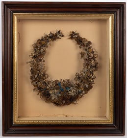 VICTORIAN WOVEN HAIR MOURNING WREATH