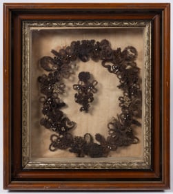 VICTORIAN WOVEN HAIR MOURNING WREATH