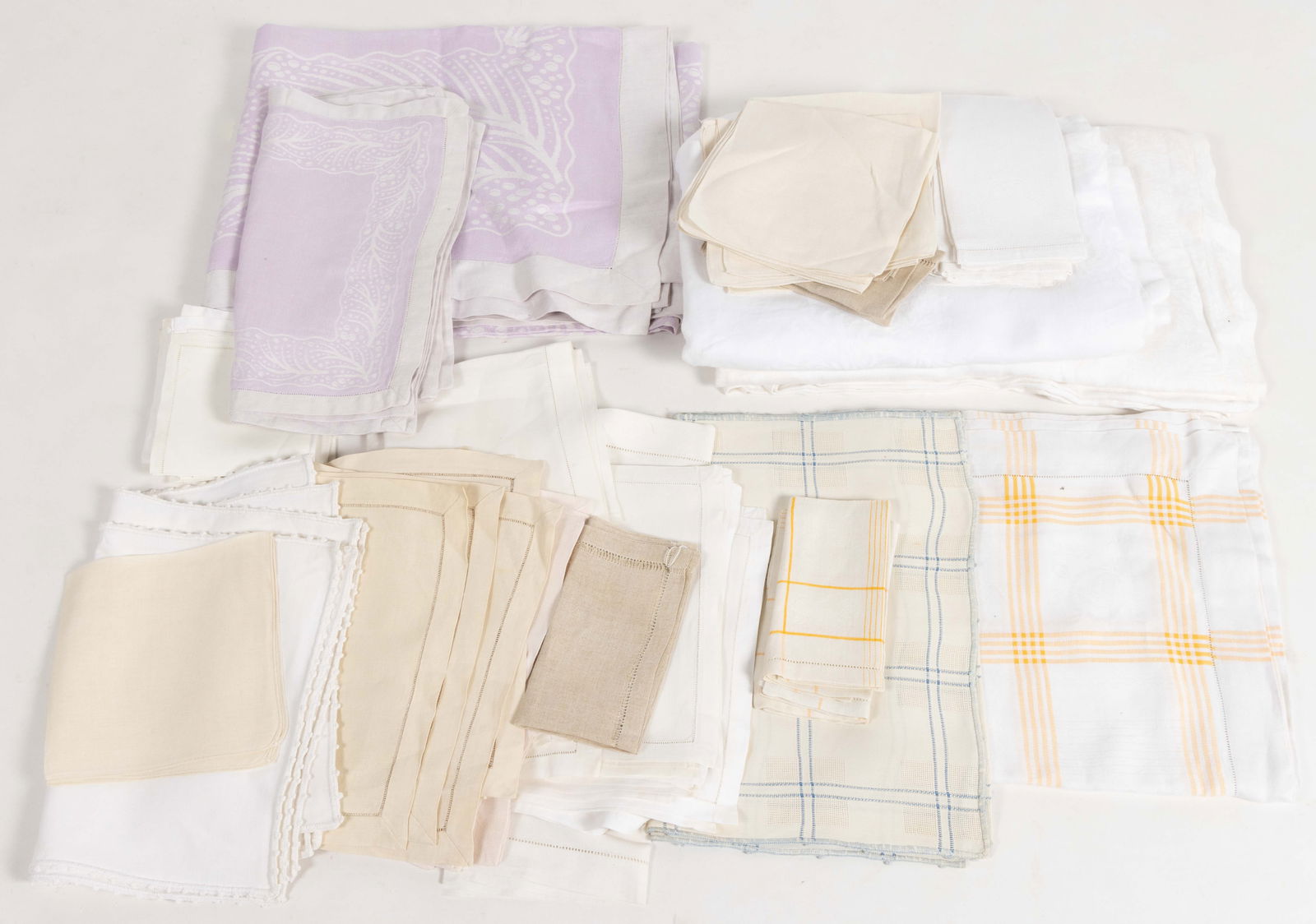 VINTAGE EMBROIDERED TABLE LINEN SETS, LOT OF 37 PIECES (1 of 1)