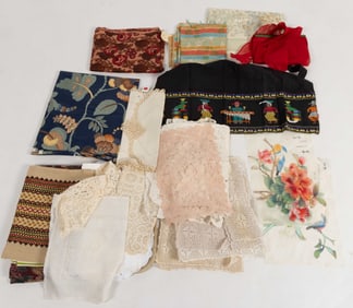 VINTAGE / CONTEMPORARY LACE, FABRIC, AND OTHER TEXTILES, UNCOUNTED LOT