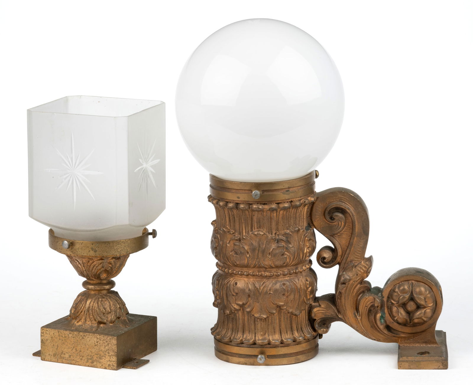 CAST-BRONZE ELEVATOR INDICATOR / SIGNAL / WALL-MOUNT LAMP / SCONCES, LOT OF TWO (1 of 1)