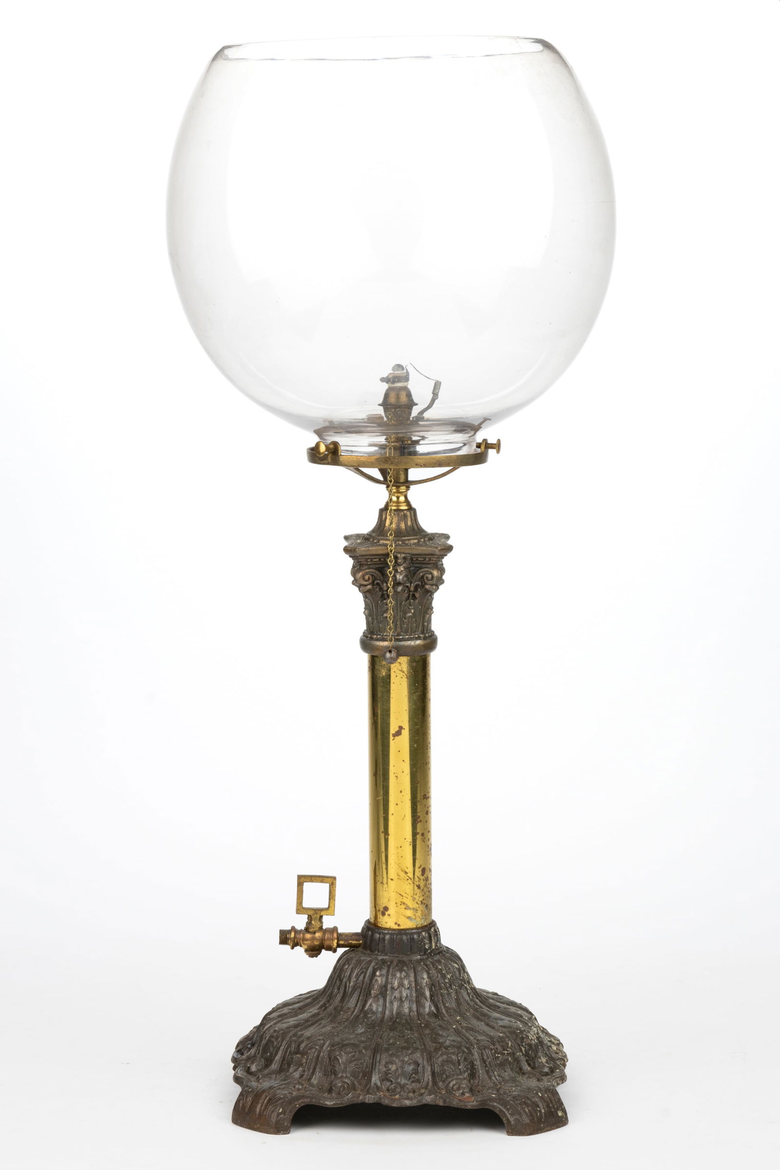 VICTORIAN MIXED METALS TABLE GAS STAND LAMP (1 of 3)