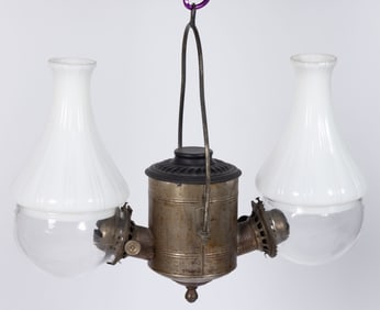 THE ANGLE LAMP CO. DOUBLE-ARM "PLAIN CAN" ANGLE HANGING LAMP