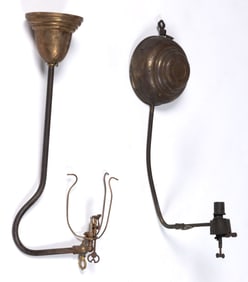 ASSORTED BRASS AND METAL GAS LAMPS, LOT OF TWO