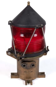 UNITED STATES COAST GUARD CAST-BRONZE AND METAL NAVIGATIONAL BUOY SIGNAL MARKER LIGHT