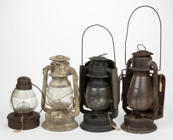 ASSORTED MANUFACTURERS SHEET-IRON LANTERNS, LOT OF FOUR