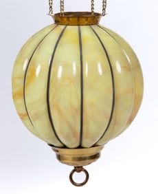 VICTORIAN SLAG GLASS HANGING HALL LAMP