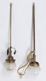 ASSORTED WELSBACH CO. BRASS HANGING PENDANT GAS LAMPS, LOT OF TWO